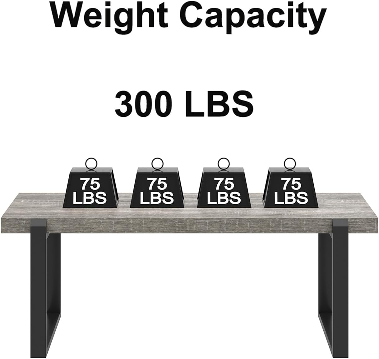 FOLUBAN Modern Coffee Table, Rustic Wood and Metal Center Table, Retro Small Cocktail Tea Table for Living Room, Light Grey, 44 Inch