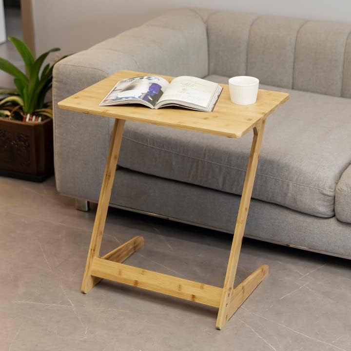 Forevich Tv Tray Table End Couch Table Snack Desk Sofa Side Table Office Furniture Z Shape Natural