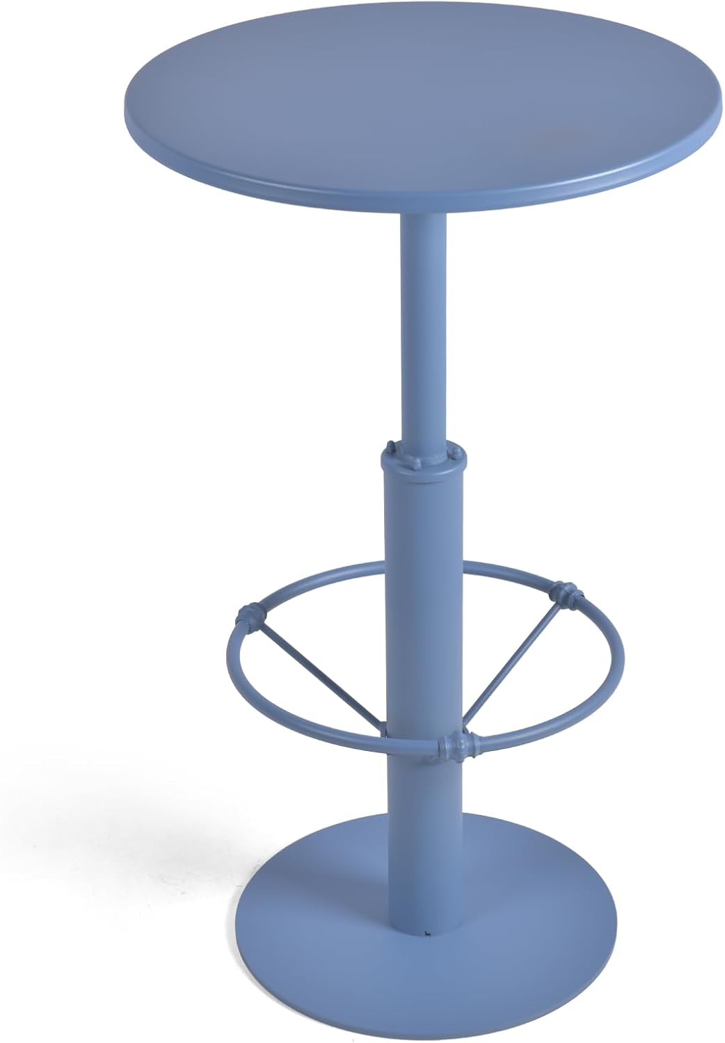 42" Tall Modern Industrial Bar Table-23.6" Dia Round Metal Top Bar Height Adjustable Standing Pub Table-Dining Room Bistro Table-Cocktail Table (Pigeon Blue)