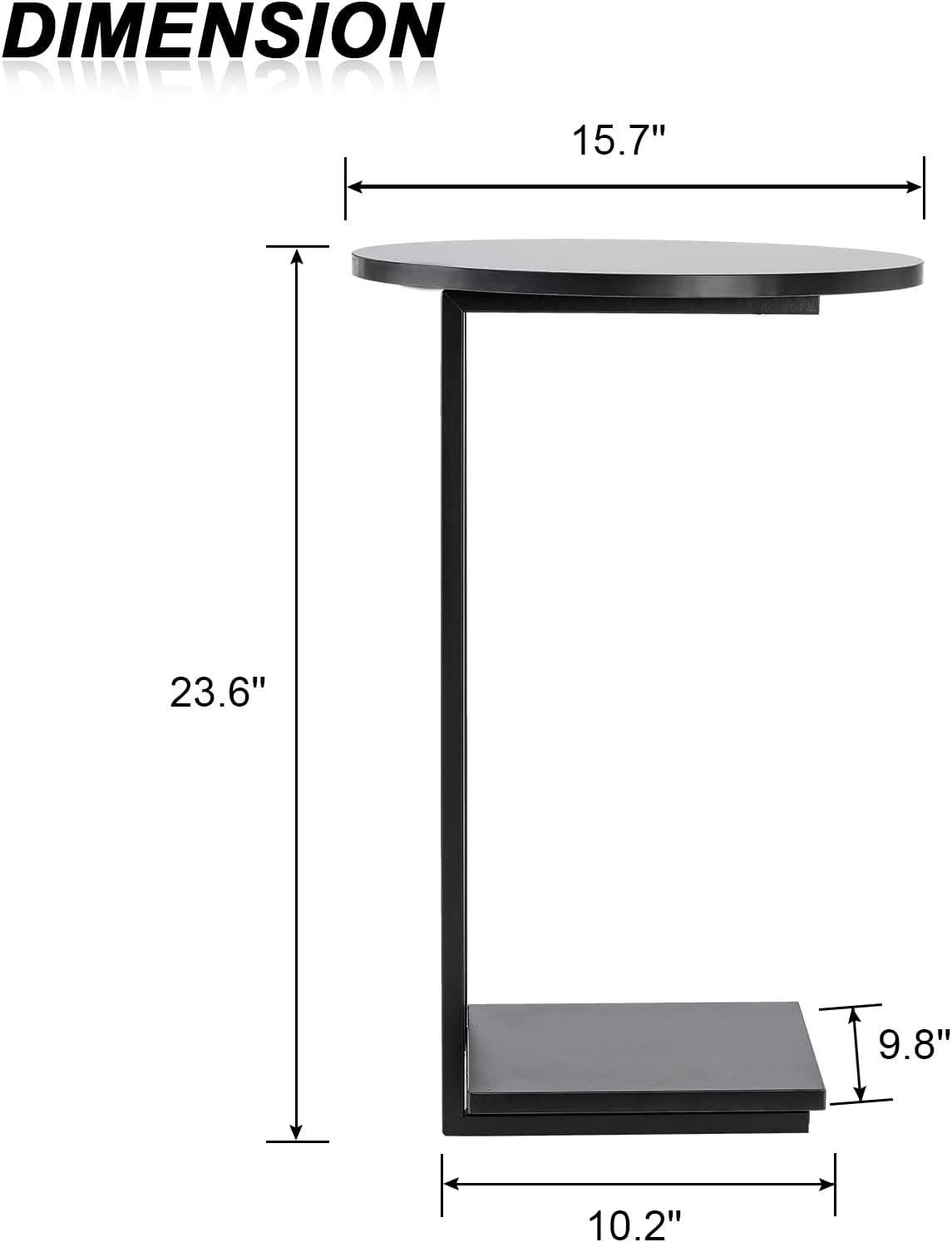 HDANI C Shaped End Table Set of 2,Couch Side Table That Slide Under,C Table End Table for Livingroom, Bedroom,Office (Black)