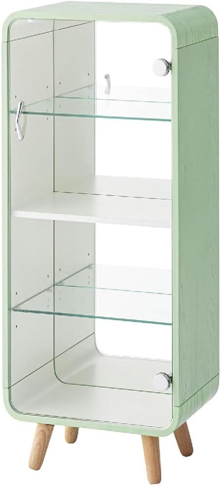 PaletteLife Figurine-Case, 4 Tiers, Green, Collection-Case, Mirror Backboard, Woodgrain, BLT-612GR