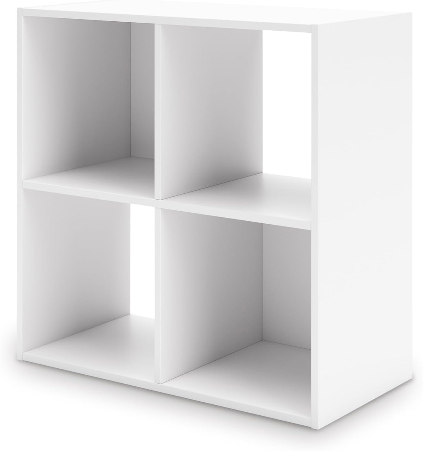 Signature Design by Ashley Onita Modern 2-Tier Floor Standing 4 Cube Organizer for Living Room, White