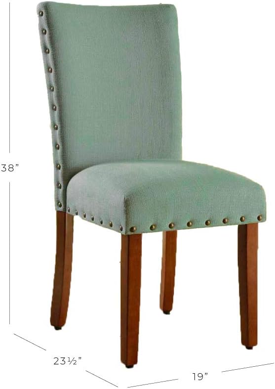HomePop Home Decor | Classic Upholstered Parsons Dining Chairs | Set of 2 Accent Dining Chairs with Nailhead Trim, Sea Foam