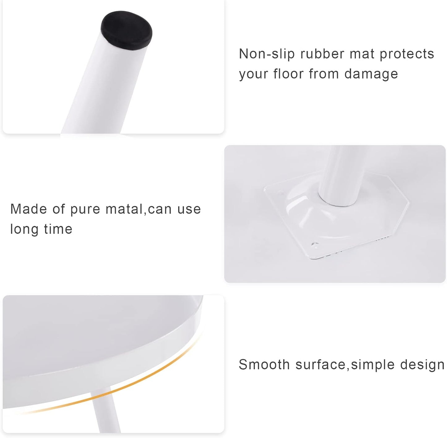 Apicizon 16" Round Side Table Set of 2, White Metal End Table for Living Room, Bedside, Mid Century Modern Coffee Table or Circle Accent Table for Small Spaces, White