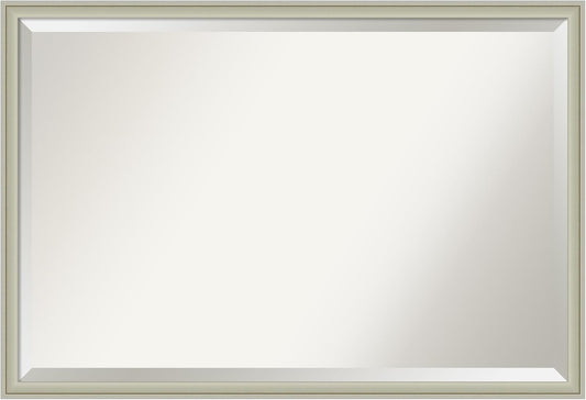 Amanti Art Silver Bathroom Mirror for Over Sink, 26x38 Florence Silver Rectangle Vanity Mirror, Large Casual Frame, Hangs Horizonally and Vertically, Bathroom Wall Decor, Beveled Edge from WI, USA