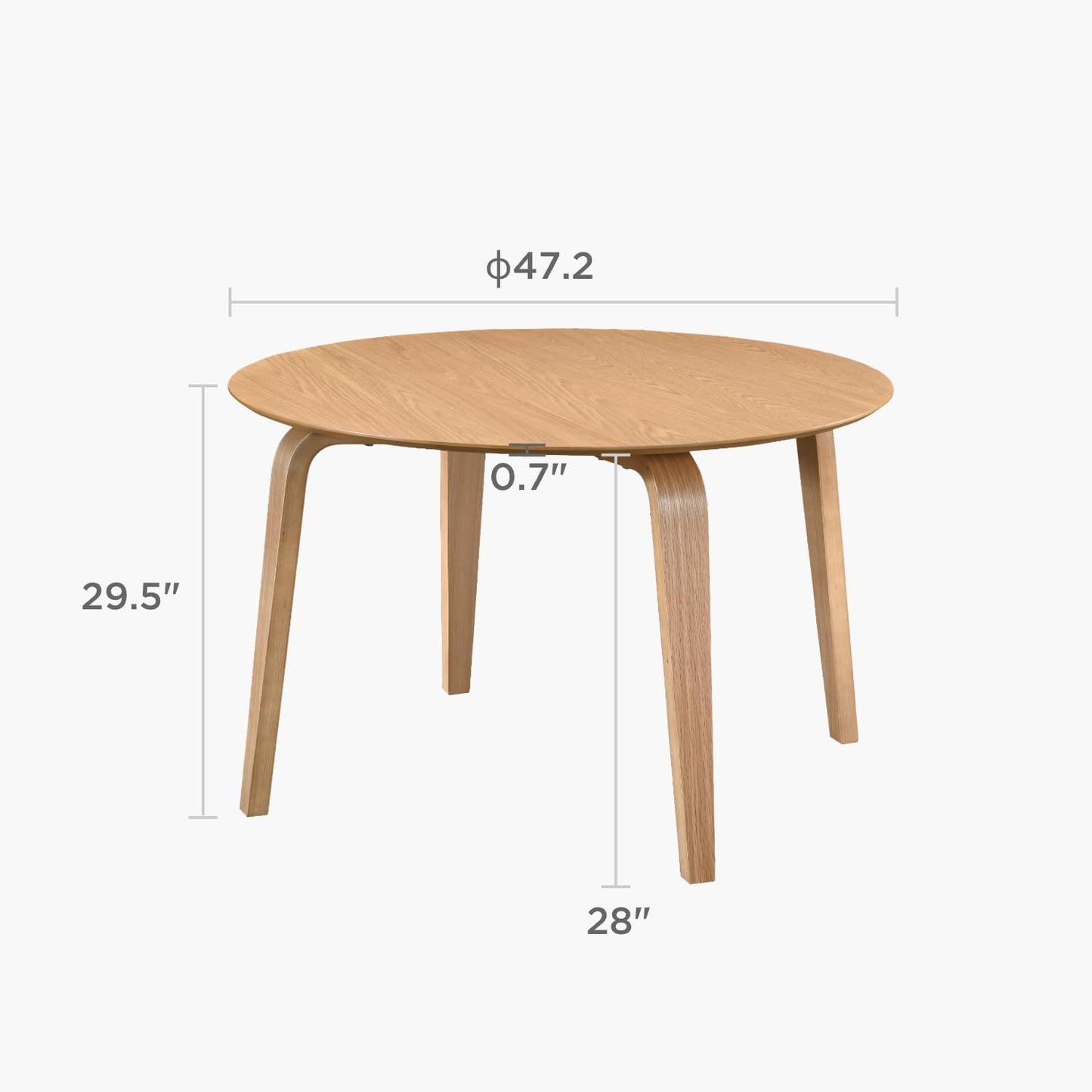 Acanva 47" Small Round Dining Table for 4 Person, MDF Top and Sturdy Wood Base Structure, Modern Design for Kitchen, Compact Space & Apartment, Light Oak