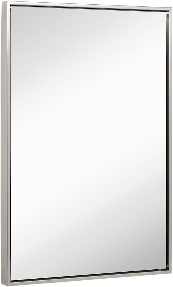 Hamilton Hills 30x40 inch Bathroom Mirror Cabinet - Large Rectangular Wall-Mounted Mirrors for Bathroom - 1/2 inch Floating Frame Vanity Mirror with Nickel Glass - Hangs Horizontal or Vertical