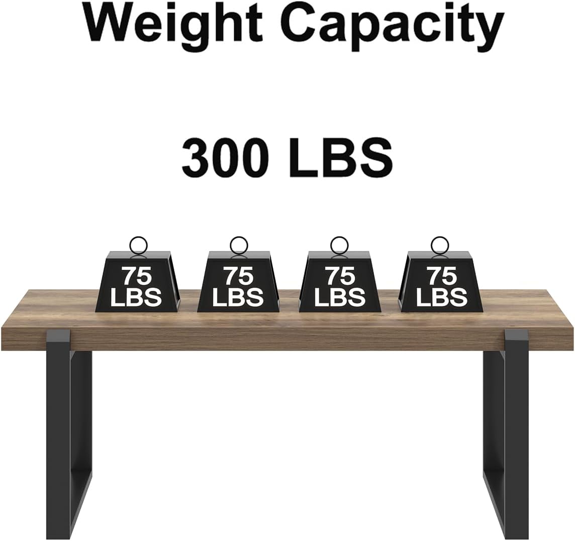 FOLUBAN Coffee Table, Modern Rustic Wood and Metal Center Table, Industrial Cocktail Tea Table for Living Room, Oak, 44 Inch