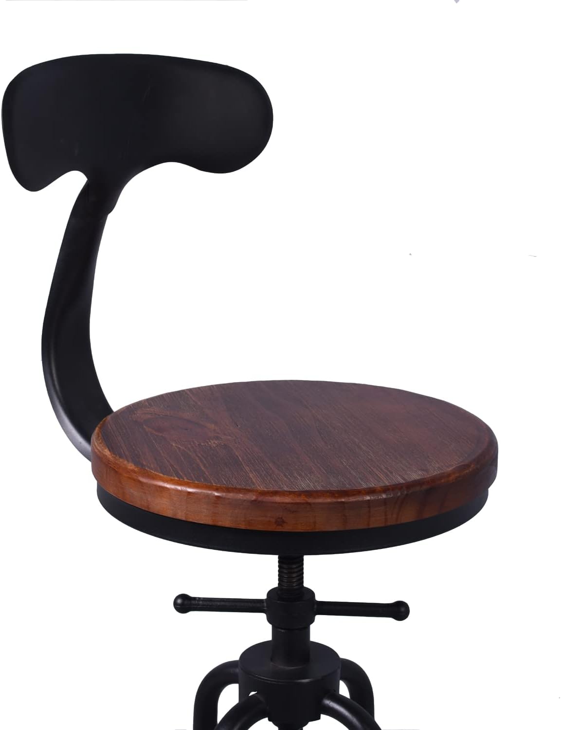 Diwhy Industrial Vintage Counter Stool, Kitchen Counter Height Adjustable Swivel Chair, Metal Frame Stool, with Iron Backrest, 20.47-26.77 Inch, Fully Welded Base, Set of 2