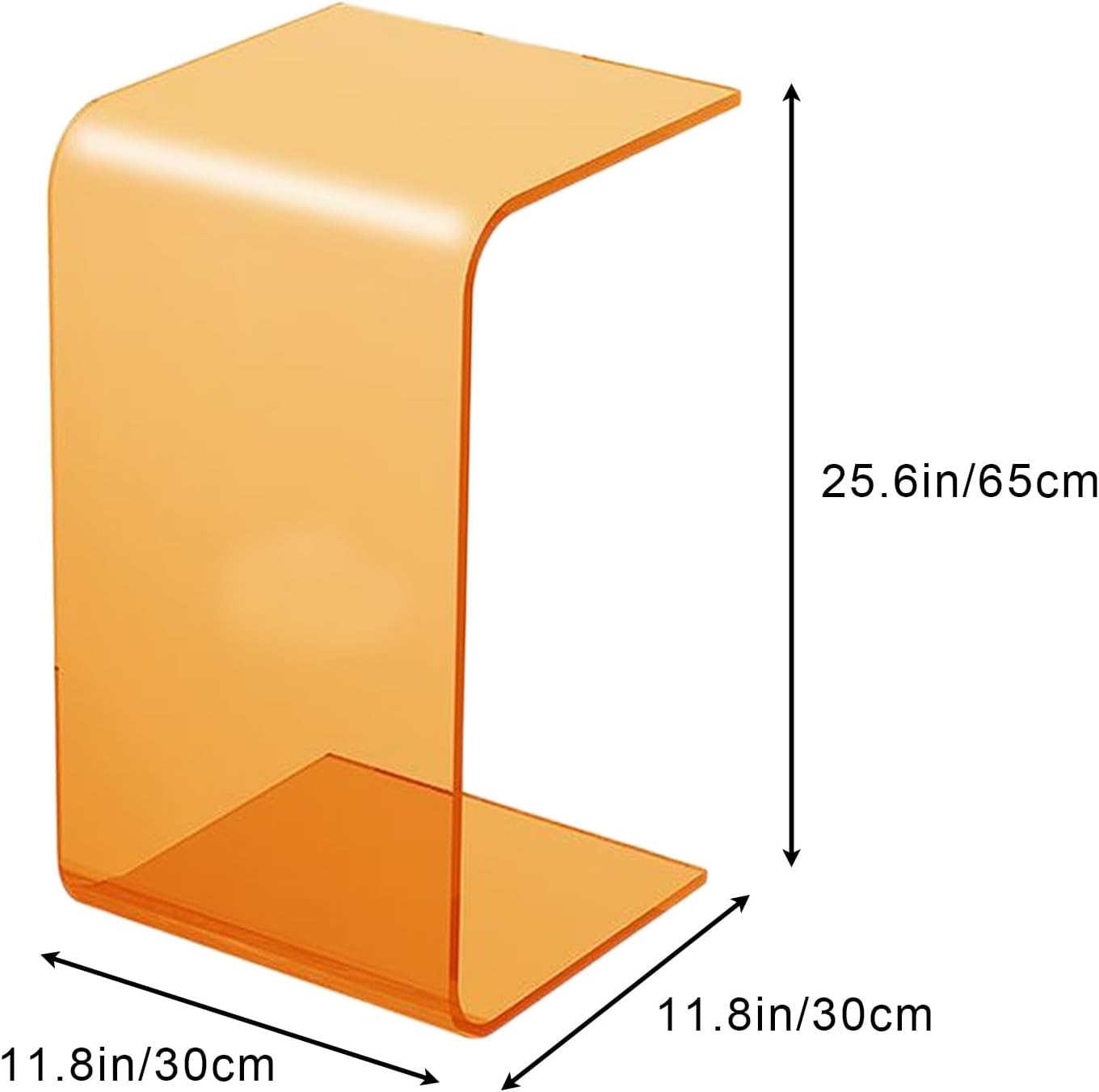 Acrylic End Table, C-Shape Acrylic Side Table Small Simple Clear Side Table Modern Coffee Tables for Living Room, Bedroom | 25.6" L X 11.8" W X 11.8" H