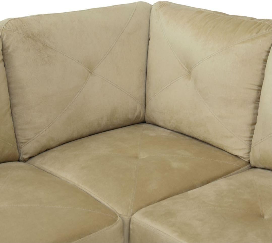 Beige L-Shaped 3-Piece Microfiber Sofa with Storage Ottoman Set, Sectional Couch Sofa Set for Living Room, Office, Small Space