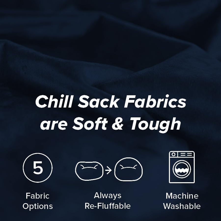 Chill Sack Bean Bag Chair - 5' Giant Memory Foam Lounge Chair with Soft Microfiber Cover – Cozy Furniture for Living Room, Dorm, & Kids' Rooms – Comfortable 5 Ft, Microsuede Lounge Sofa, Navy