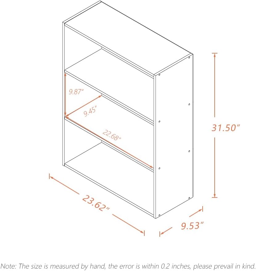 Basic Open Shelf Bookcase - 3-Tier Wooden Cube Storage Shelves Split Bookshelf, Oak