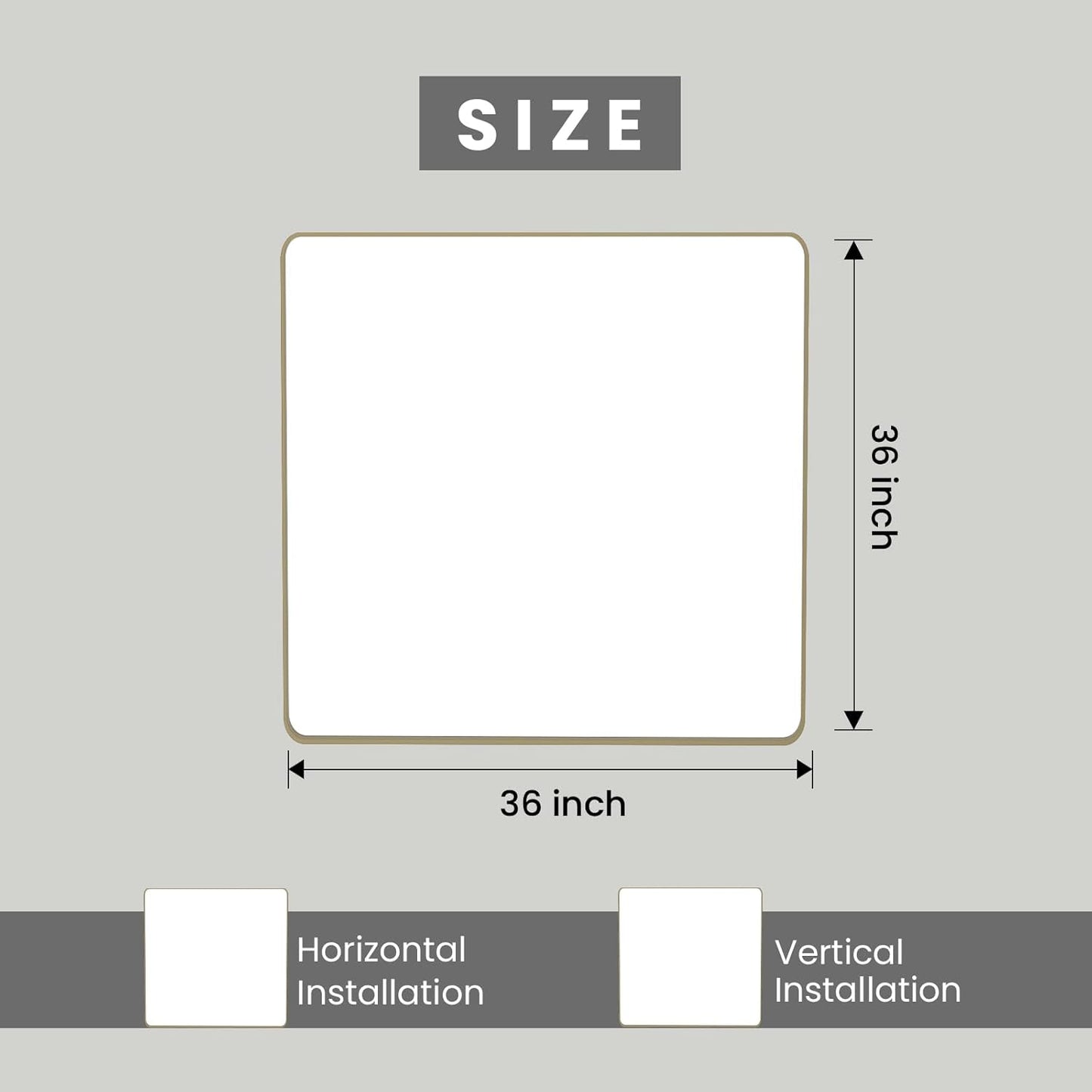 Bronze Bathroom Mirror 36x36 Inch, Brushed Bronze Metal Frame Mirror for Wall, Rounded Rectangle Bathroom Vanity Mirror with Tempered Glass, Anti-Rust, Horizontal/Vertical