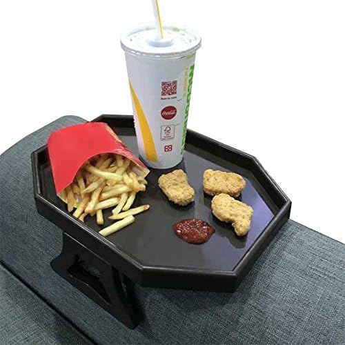 Pekokavo Sofa Armrest Clip Table – No-Slip Couch Tray for Drinks, Snacks, Remote – Adjustable Armchair Table for Living Room, Bedroom, Dorm – Fits Most Armrests (Cherry)