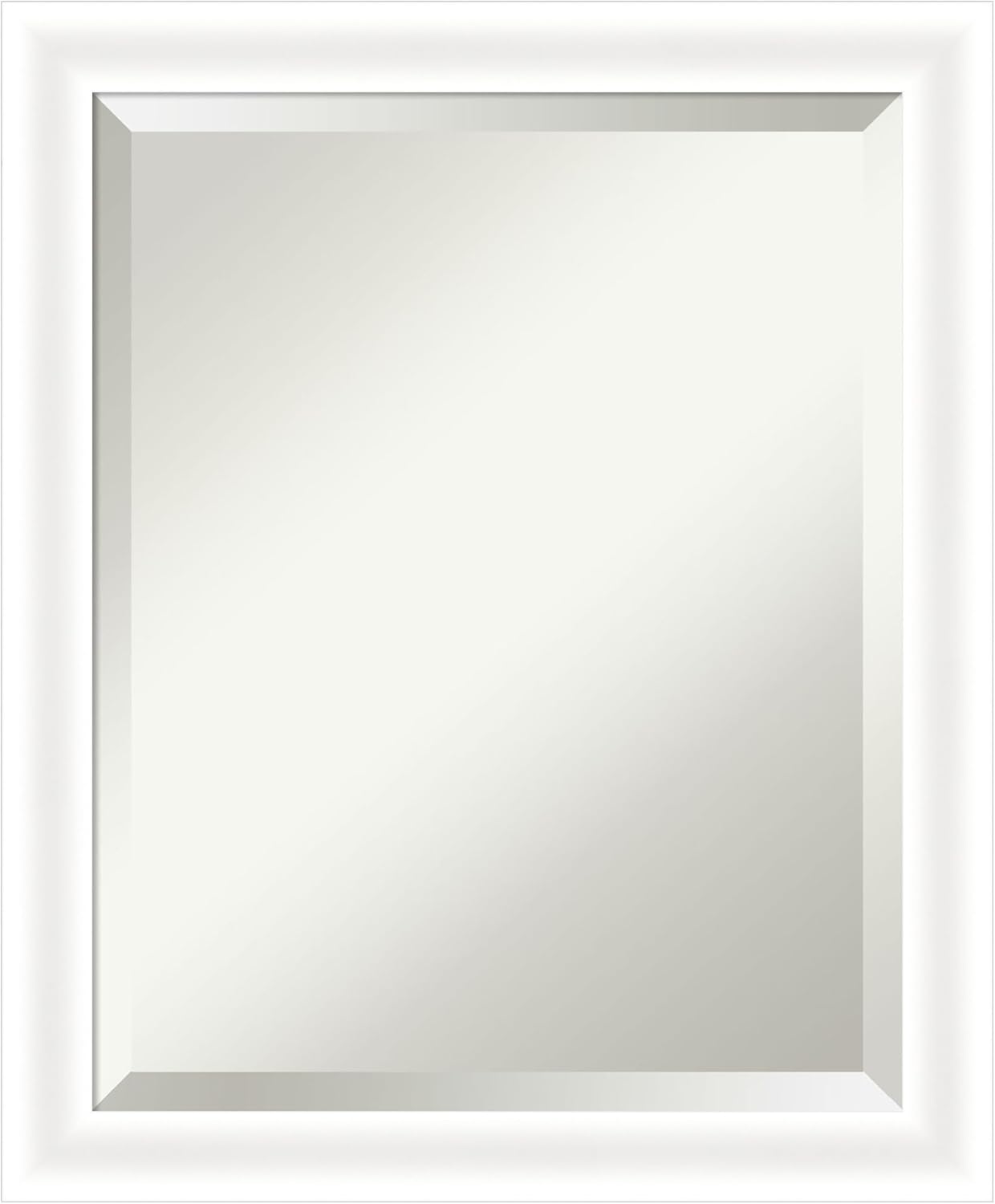 Amanti Art White Bathroom Mirror for Over Sink, 23x19 Oliver White Narrow Rectangle Vanity Mirror, Small Modern Wood Frame, Hangs Horizonally and Vertically, Bathroom Wall Decor, Beveled Edge
