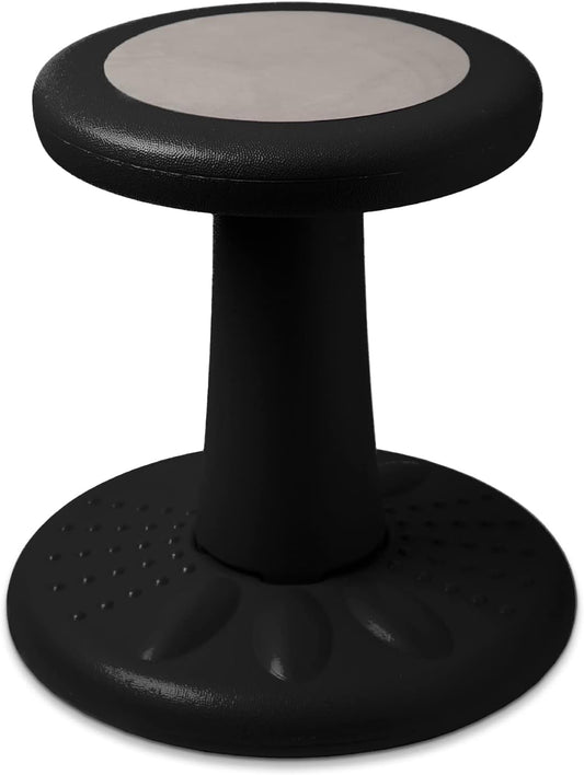 ActiveChairs Kids Wobble Chair, Flexible Preschool & Elementary Classroom Seating, Improves Focus, Posture & Helps ADHD/ADD, Sensory Chair, [Active Fidget Chairs], 14" Stool, Ages 3-7, Black
