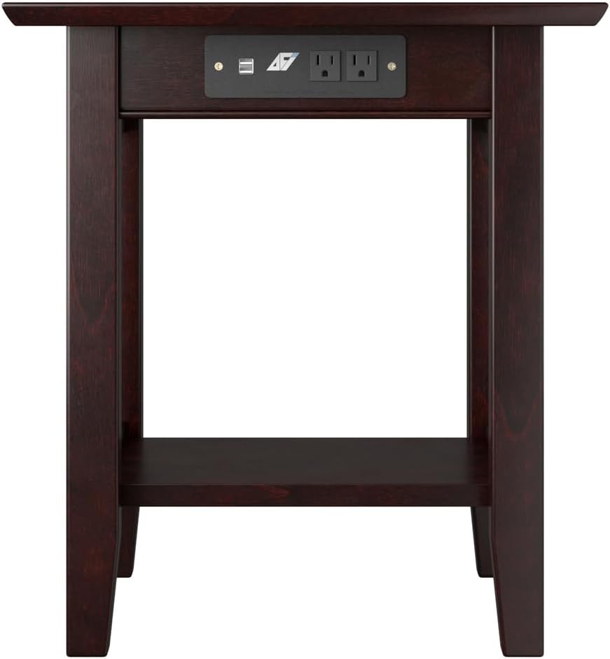 AFI, Mission End Table with Charging Station, Espresso
