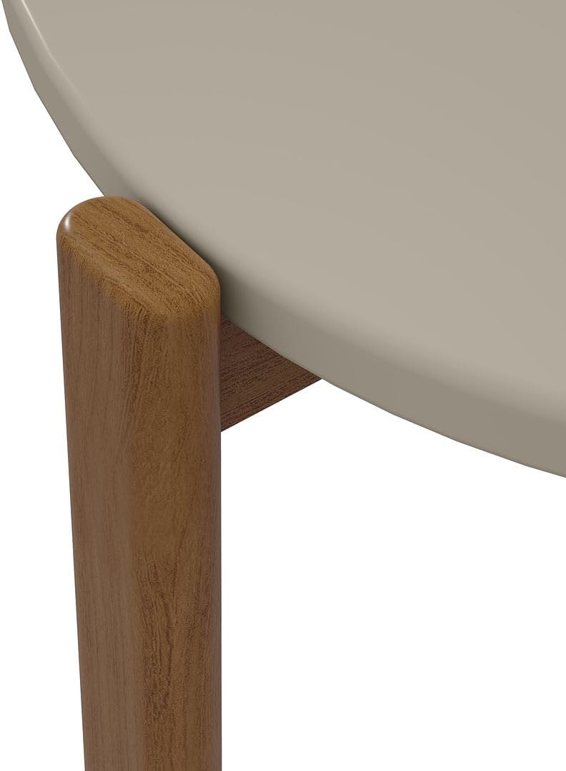 Manhattan Comfort Gales Mid Century Modern Coffee Table with Oval Triangle Shaped Top, Accent Furniture for Living Room Made from Solid Eucalyptus Wood, Off White