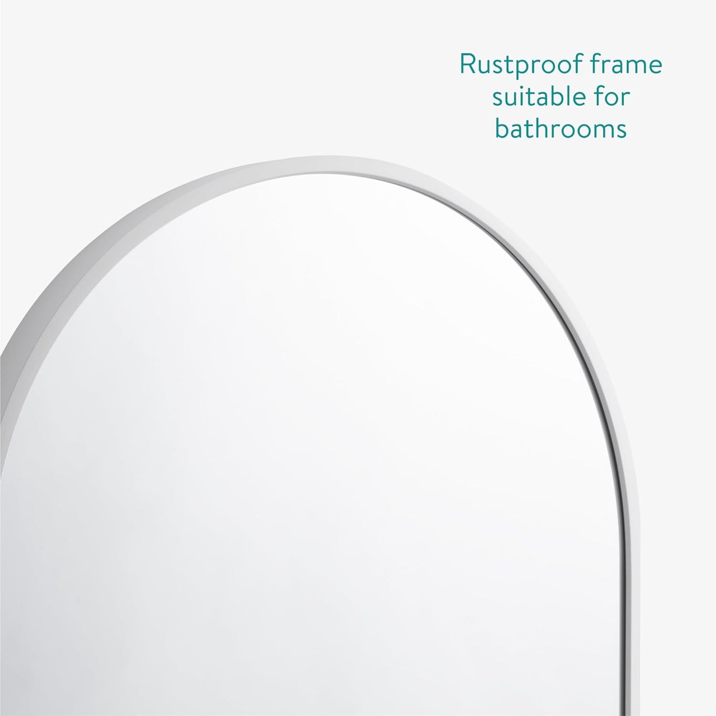Navaris Oval Wall Mirror - 75 x 38 x 3 cm - Wall Mounted Hanging Mirror with White Rustproof Aluminium Frame - Round Mirror for Bathroom Bedroom Hallway