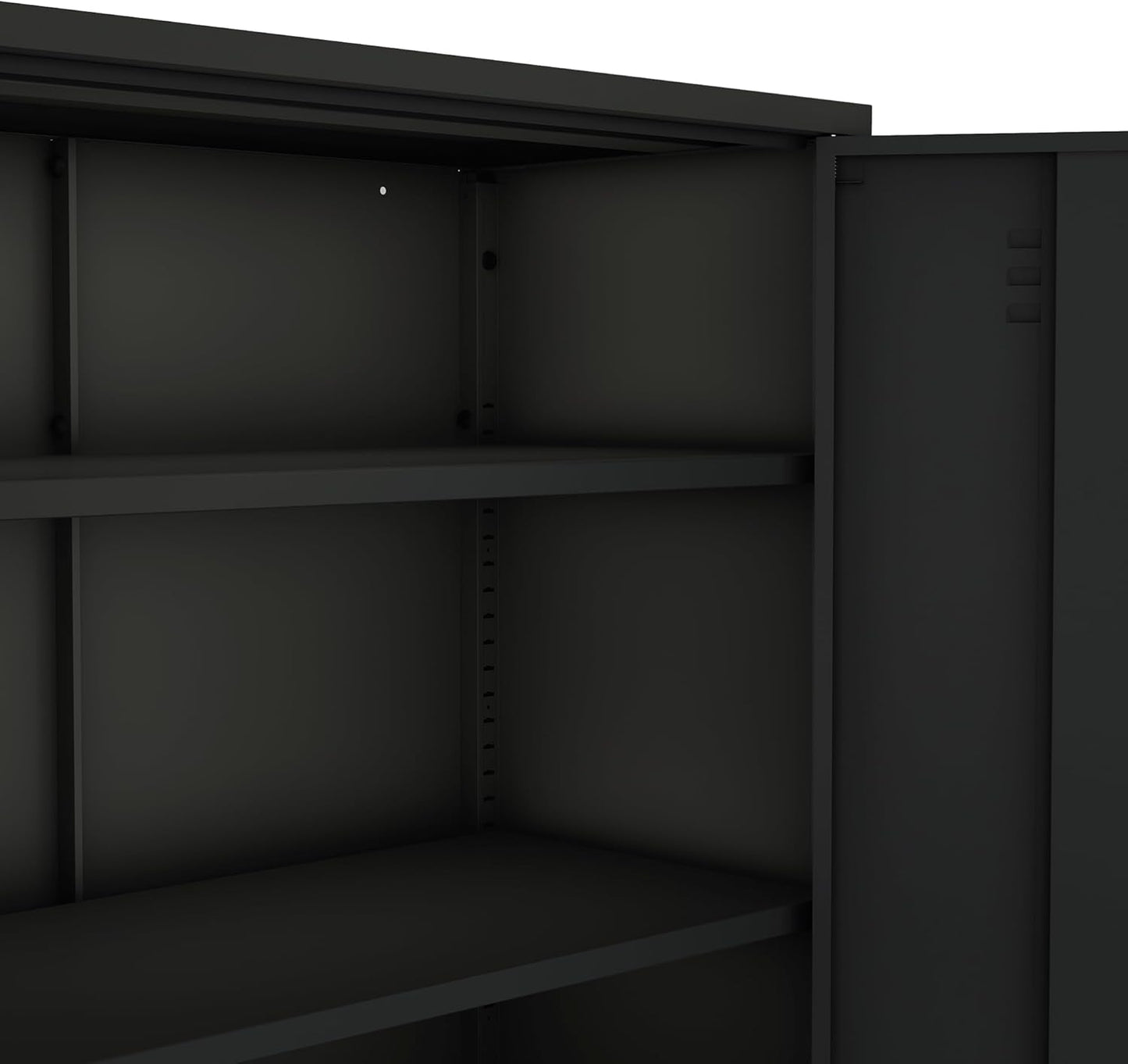 Manhattan Comfort Naomi Modern Metal Accent Cabinet, Minimalist Storage Cabinet with Doors & Adjustable Shelves, Vented Doors, Sturdy Steel Build, Versatile & Multi-Purpose Home Furniture, Black