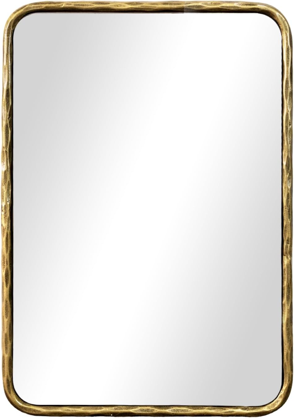 BEGINS Hand-Forged Steel Wall Mirror, 30x22 Inch Vintage Solid Steel Frame, Antique Rounded Rectangle Bathroom Mirror with Hidden Mounting Hooks, Horizontal or Vertical Hanging