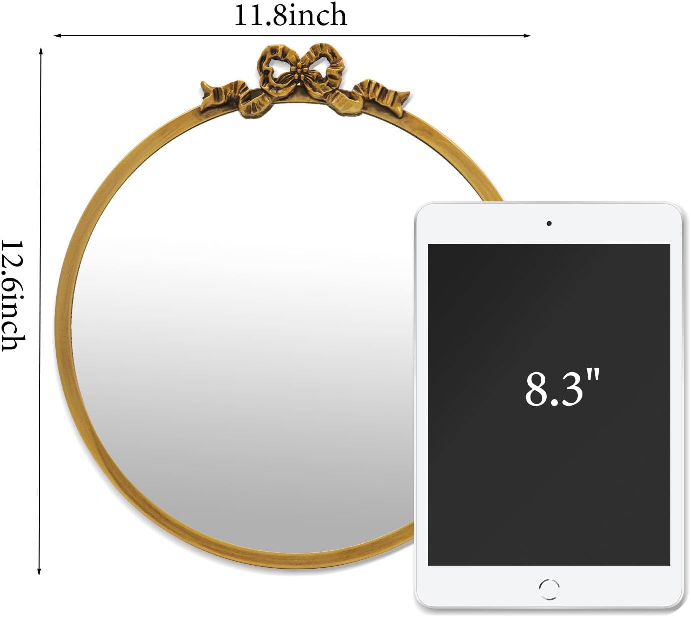 Vintage Round Mirror Antique Gold Vanity Mirrors 12inch Metal Ornate Circle Wall Mirror, Baroque Home Decor for Dressing Table, Bedroom