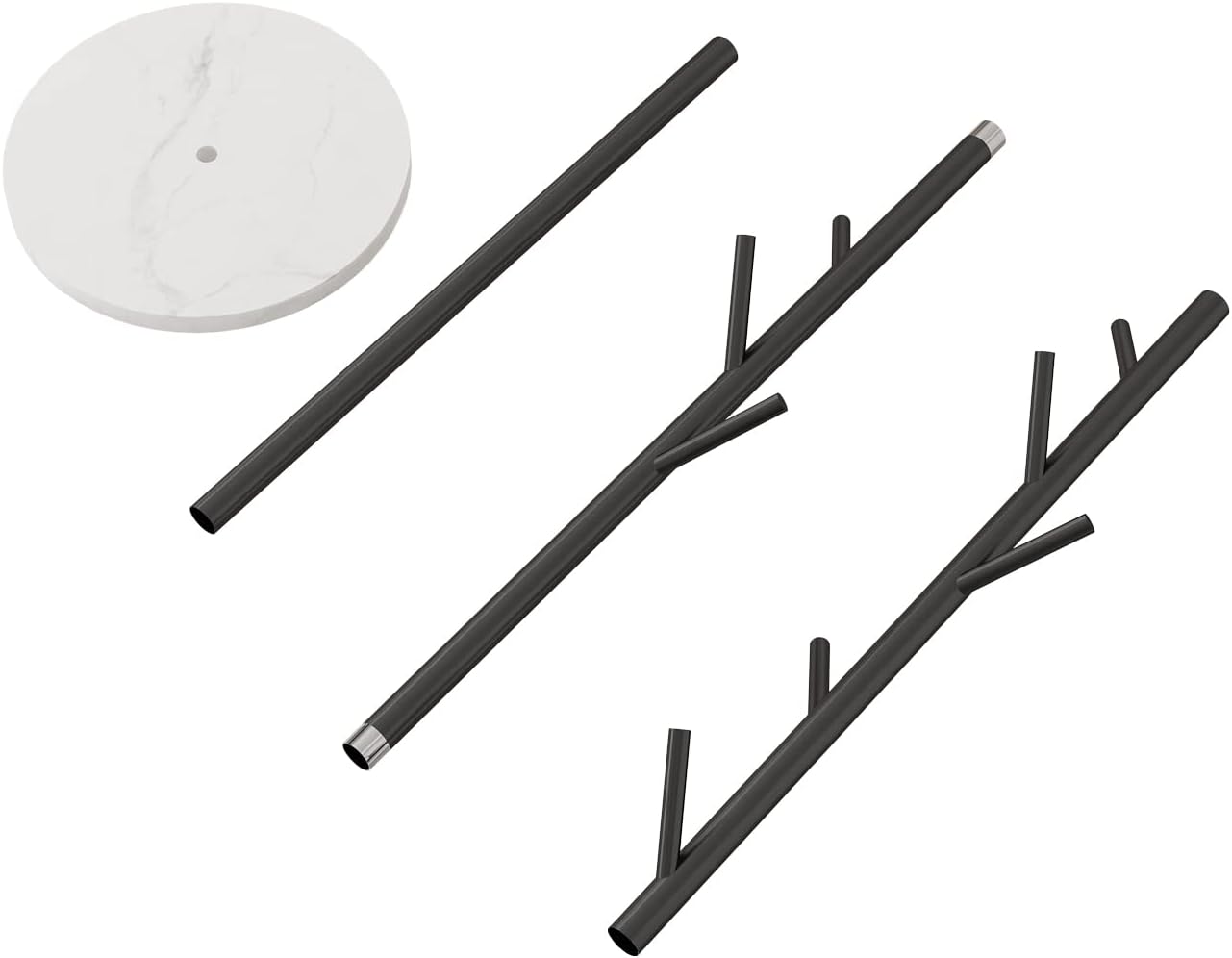 Black Metal Coat Rack, Freestanding with Hooks, Entryway Coat Rack Stand, Coat Racks with Marble Base, Coat Tree for Hanging Clothes, Hats, Bags