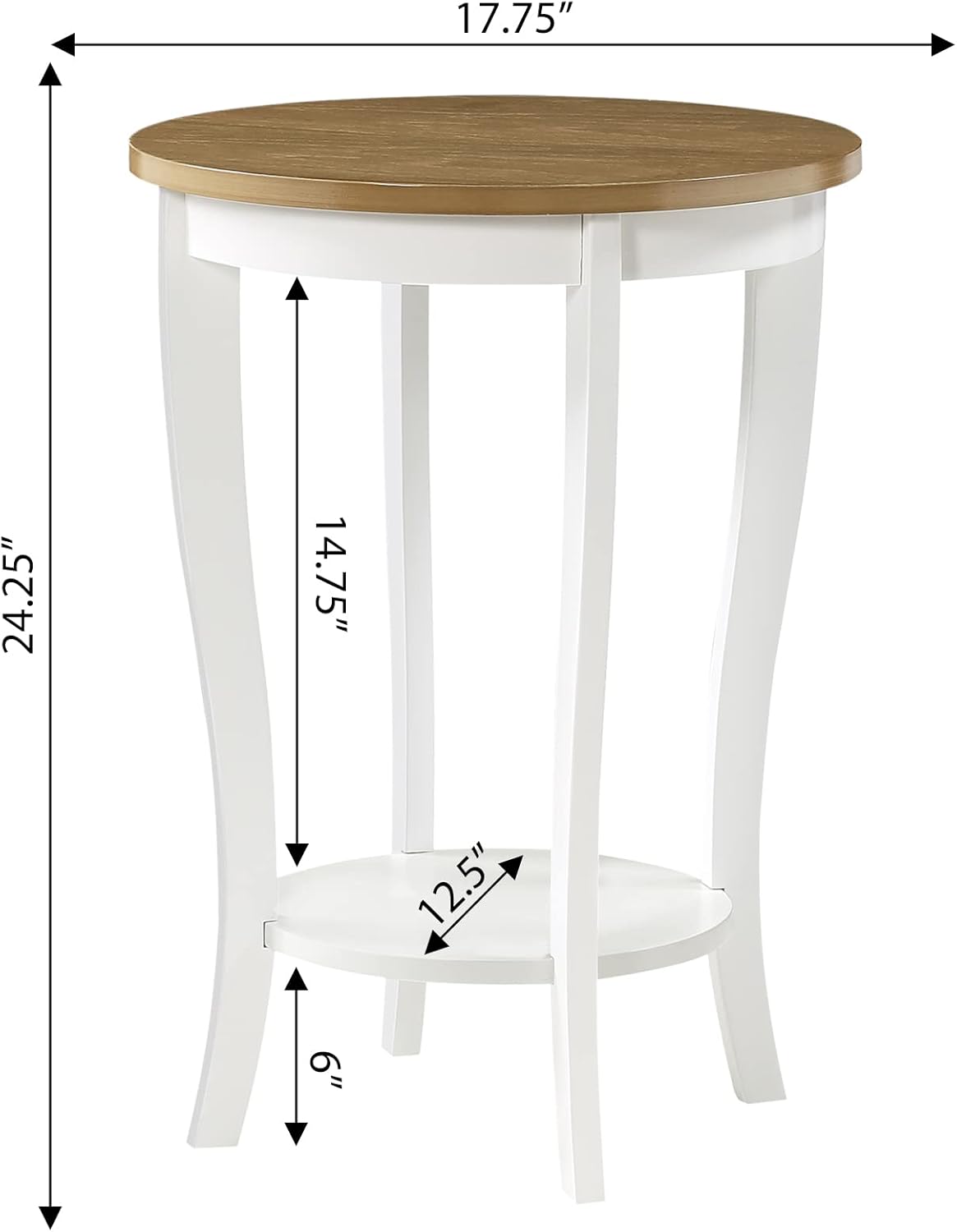Convenience Concepts American Heritage Round End Table, Driftwood / White