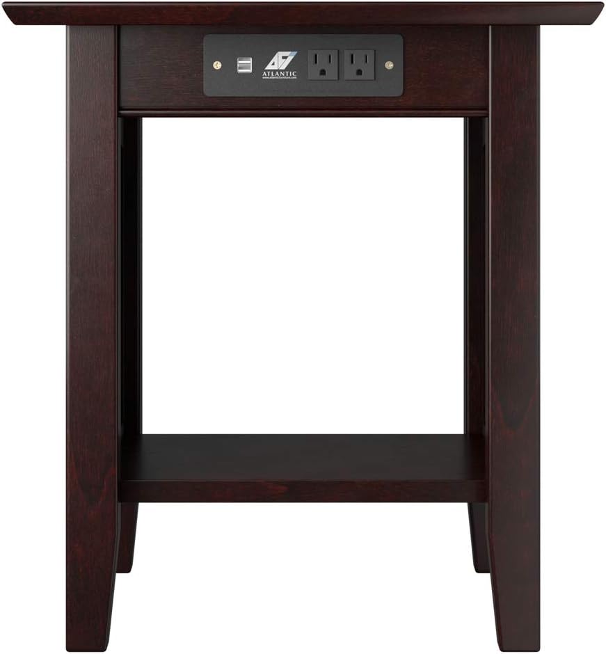 AFI Nantucket End Table with Built-in Charger in Espresso