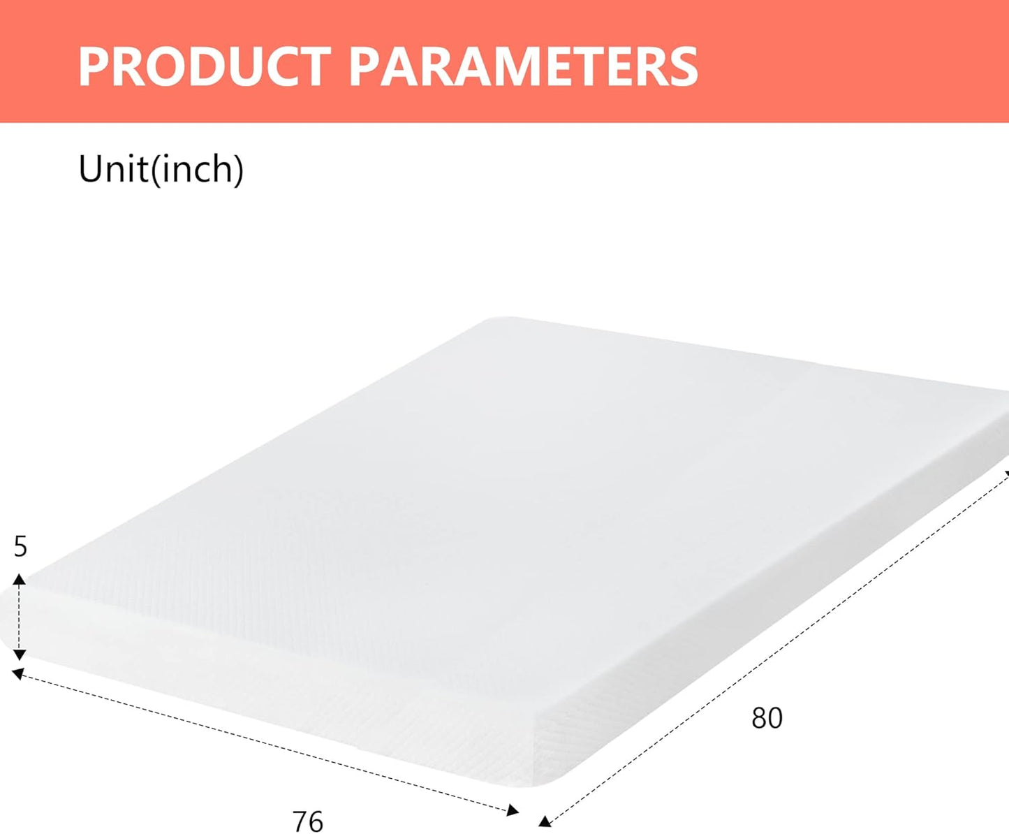 FDW | 5 Inch King Mattress | Medium Firm | Gel Memory Foam Mattress | White | Bed in a Box, CertiPUR-US Certified | Pressure Relief, Cooling Ventilated Foam | Washable Removable Cover