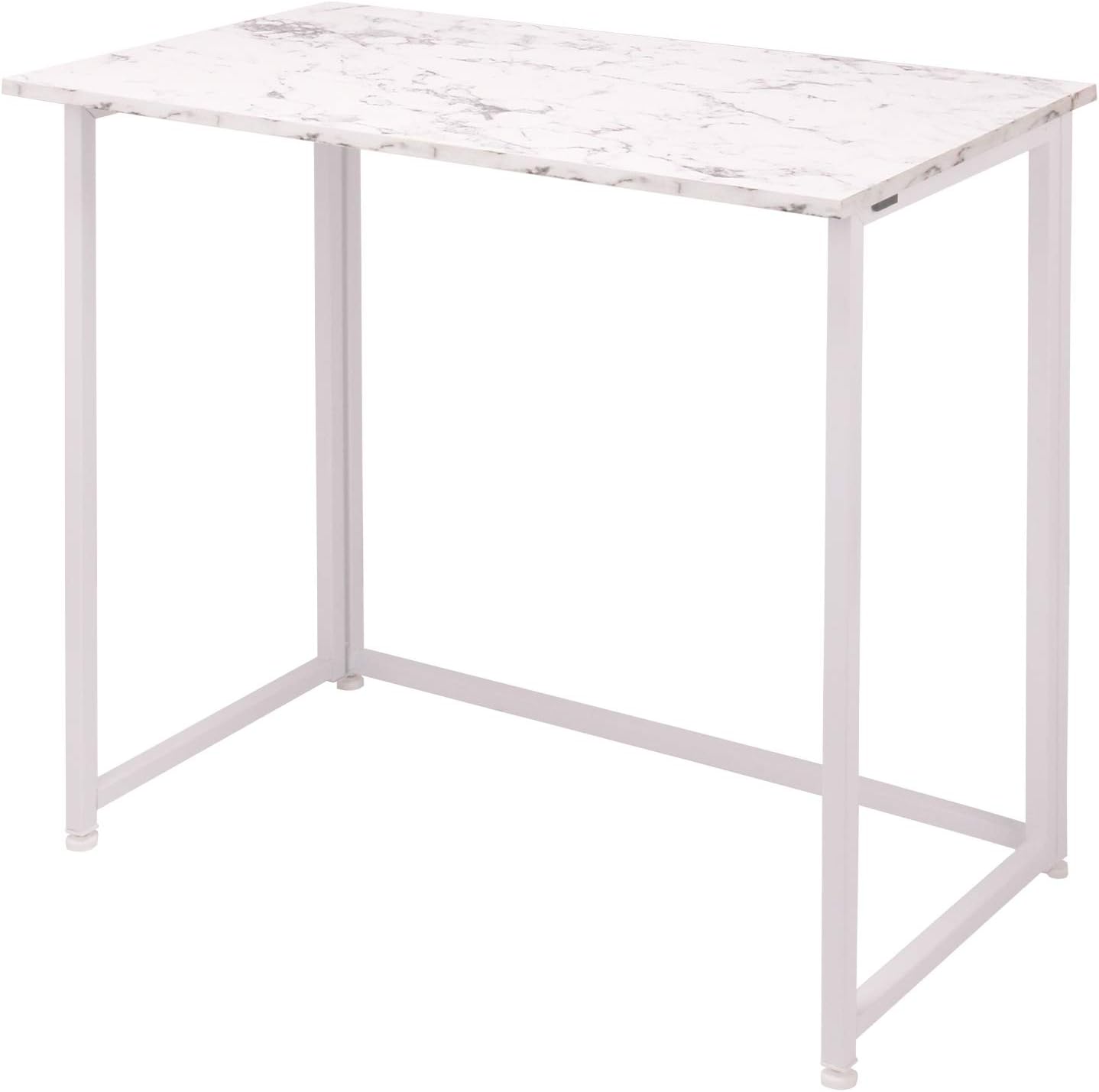 Leopard Outdoor Products Folding Computer Desk for Small Spaces, Space-Saving Home Office, Foldable Laptop Table, Writing Desk, Compact Study Reading Table (Marble White)