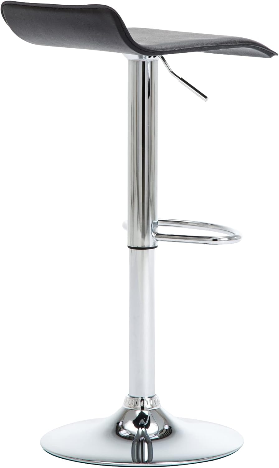 NOBPEINT Contemporary Chrome Air Lift Adjustable Swivel Bar Stool, Set of 2, Black