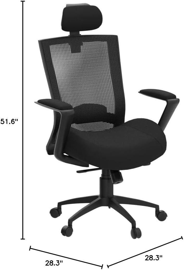 Ergonomic Office Chair for Big and Tall People, 400lb Computer Desk Chair with Adjustable 2D Headrest, Lumbar Support & Armrests, 5 Inch Thick Foam Cushion Seat, Mesh Rolling Chair for Work & Gaming