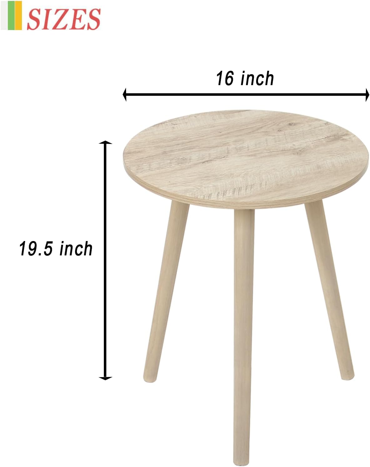 AWASEN Round Side Table, Modern Small End Table for Living Room, Wood Accent Drink Table for Small Space with Solid Wood Legs, Easy Assembly, Rustic White Oak