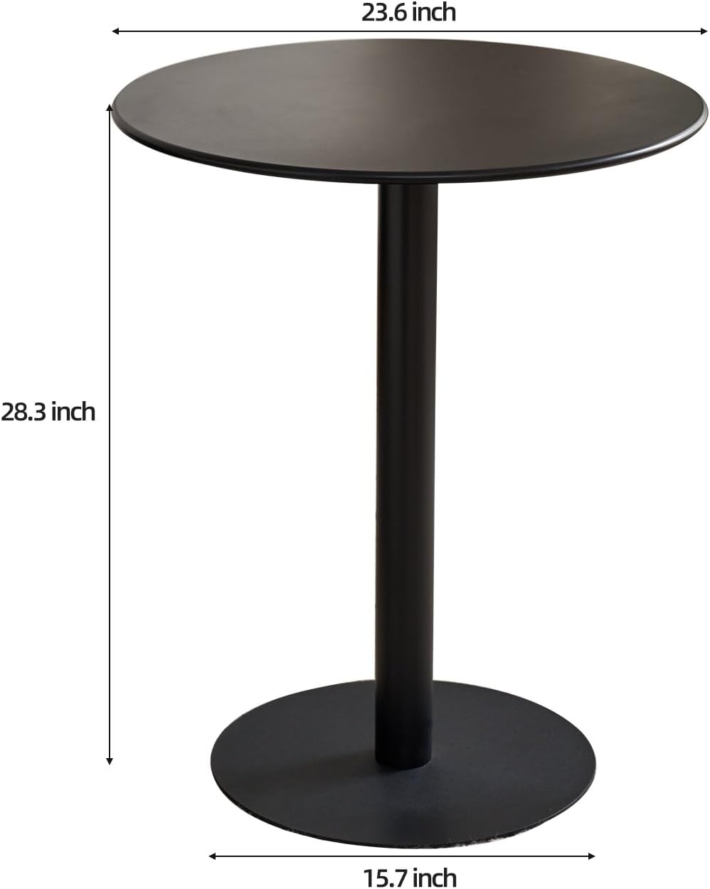 24 inch Black Round Table Small Dining Table, Metal Modern Kitchen Table, Mid Century Coffee Table for Living Room