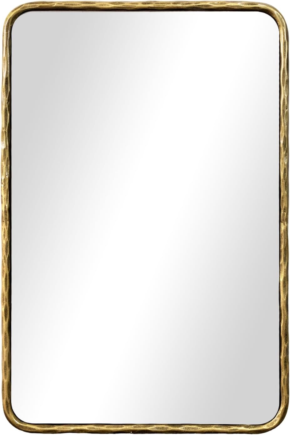 BEGINS Hand-Forged Steel Wall Mirror, 24x36 Inch Vintage Solid Steel Frame, Antique Rounded Rectangle Bathroom Mirror with Hidden Mounting Hooks, Horizontal or Vertical Hanging