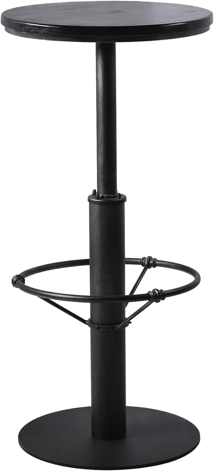 LOKKHAN 42" Tall Rustic Industrial Bar Table-19.68" Dia Round Wooden Top Metal Bar Height Adjustable Standing Pub Table-Dining Room Bistro Table-Cocktail Table (Silver,Walnut)