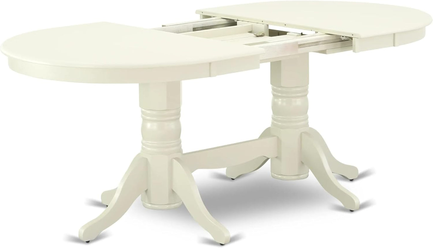 East West Furniture VAAS5-LWH-41 5 Piece Dining Table Set consists A Modern Dinner Table and 4 Platinum Gray Polyester Fabric Mid-Century Chairs with Stylish Back- Linen White Finish