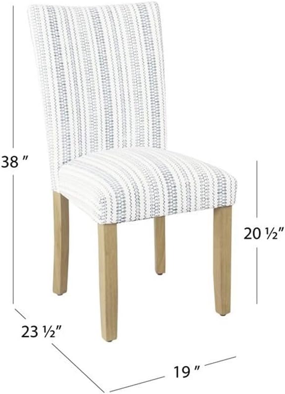 HomePop Classic Parsons Dining Chair -Blue Farmhouse Stripe (Set of 2)