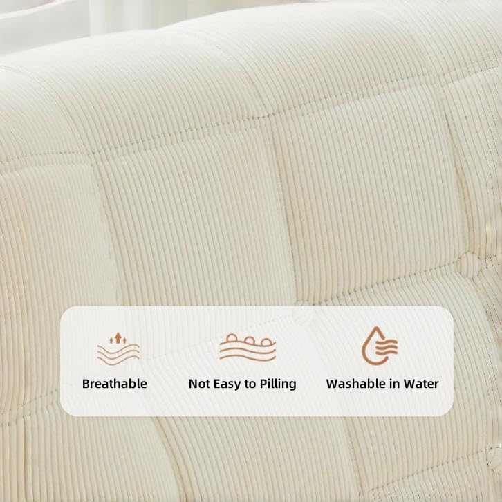 Big Joe Bean Bag Chair - Memory Foam Bean Bag Chair for Adults, Comfy High-Resilience Single Sofa, Small Space Floor Chair, Chaise Lounge for Living Room, Bedroom (Beige, Square)