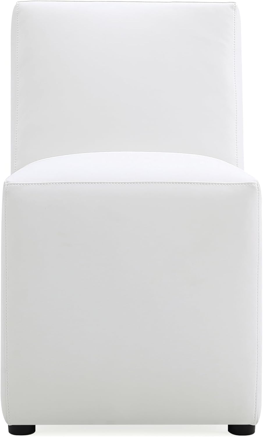 Manhattan Comfort Anna Square Modern Dining Chair with Head to Toe Faux Leather Upholstery and Plastic Foot Padding, Luxury Accent Furniture, Set of 1, Cream