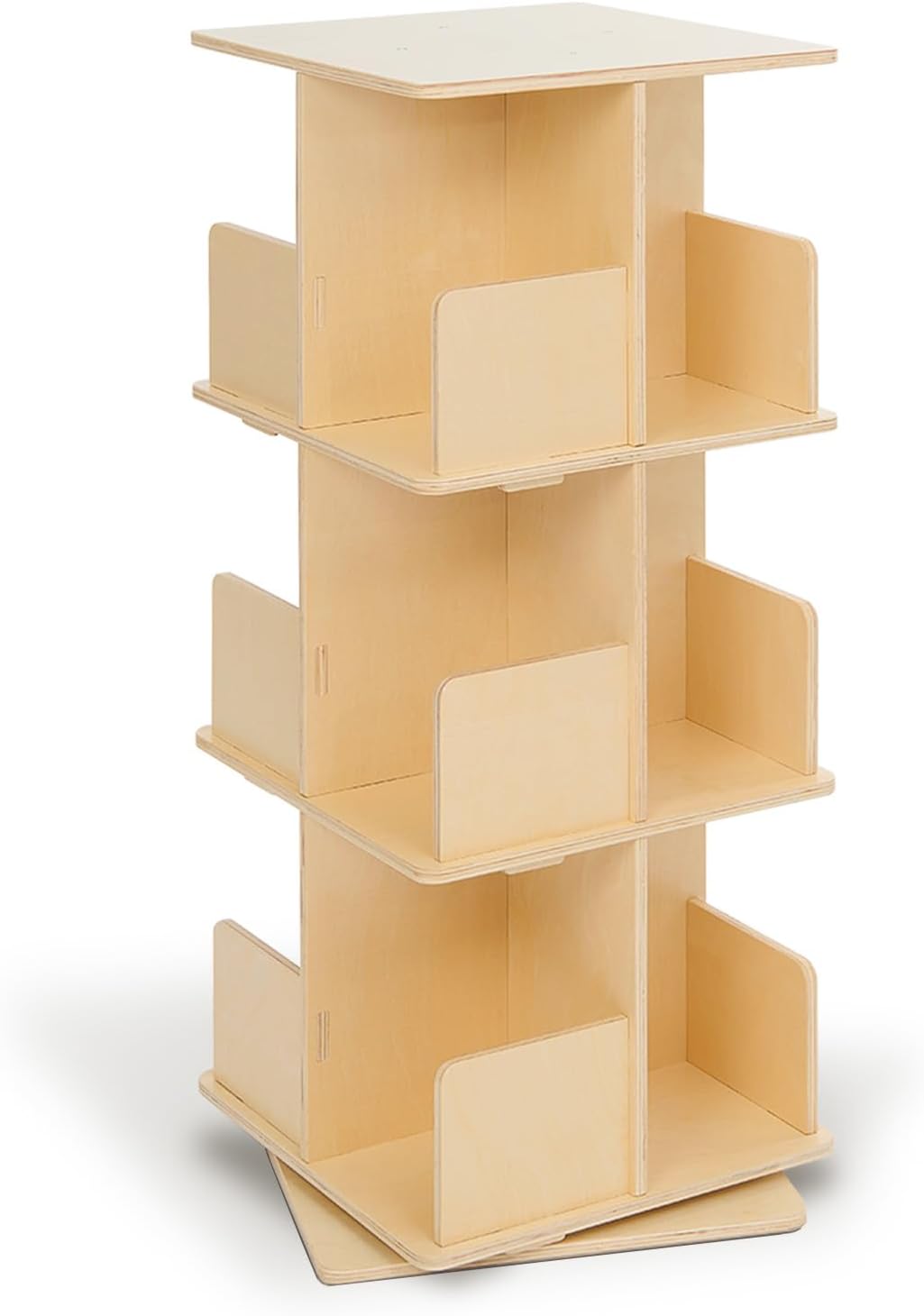 Monläurd® 100% Birch Rotating Bookshelf for Kids, 360° Spinning Montessori Bookcase, Space-Saving Wooden Storage for Nursery, Playroom & Classroom