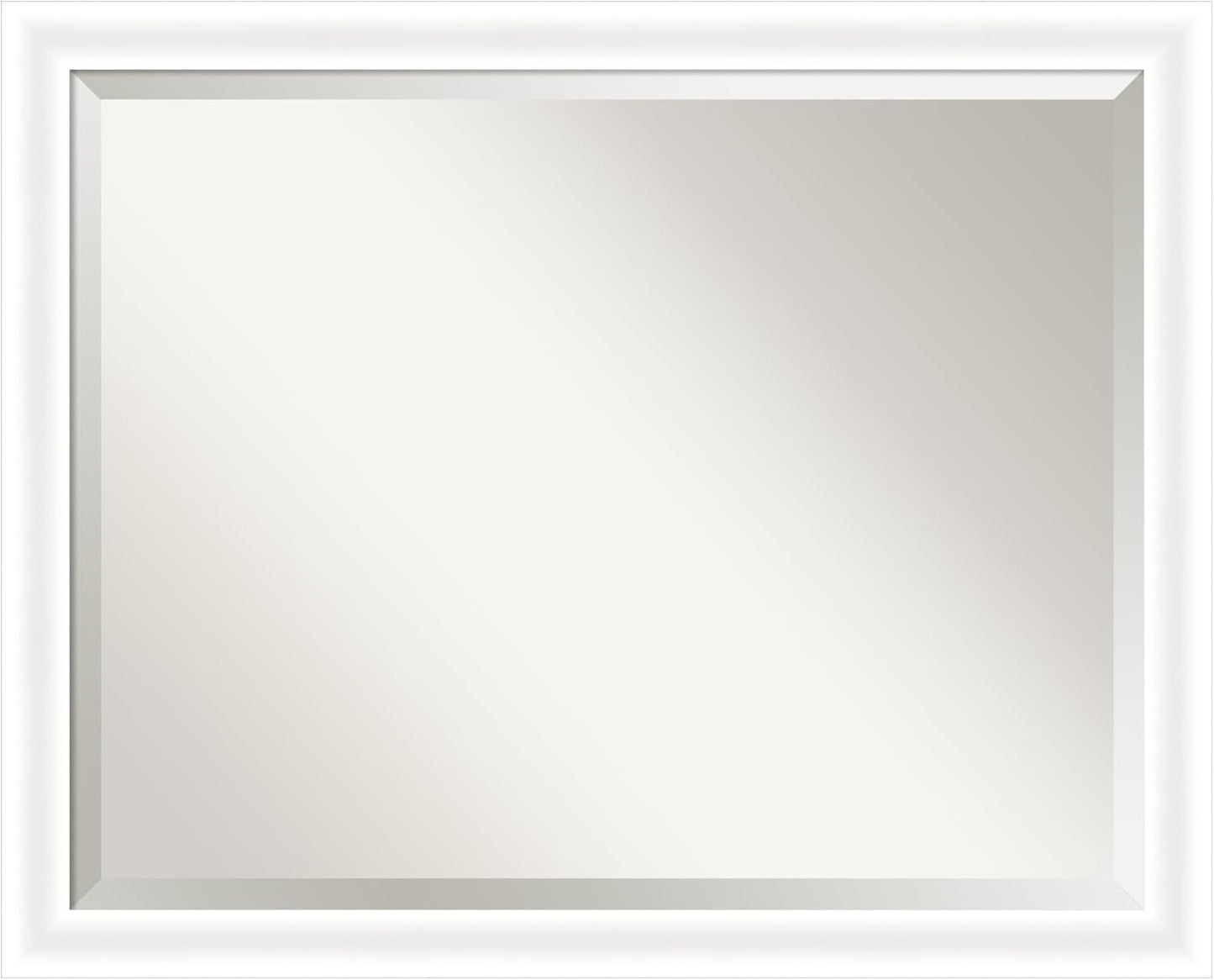 Amanti Art White Bathroom Mirror for Over Sink, 25x31 Oliver White Narrow Rectangle Vanity Mirror, Large Modern Wood Frame, Hangs Horizonally and Vertically, Bathroom Wall Decor, Beveled Edge