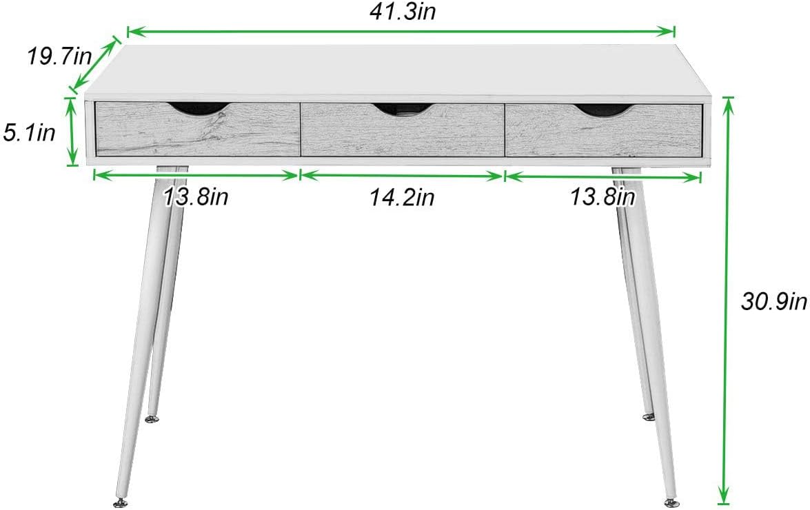 Need White Desk with Storage Desk Drawer Dressing Table,Writing Computer Desk Modern with 3 Drawers, Makeup Vanity Table GCBG1016-ND