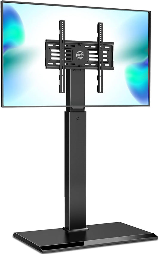 FITUEYES Iron Base Universal Floor TV Stand with Swivel Mount for 32-65 Inch LED LCD OLED Plasma Flat Panel or Curved Screen TVs Height Adjustable with Wire Management (Black)