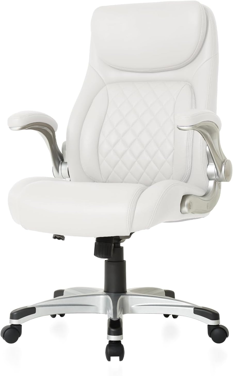 Nouhaus +Posture Ergonomic PU Leather Office Chair. Click5 Lumbar Support with FlipAdjust Armrests. Modern Executive Chair and Computer Desk Chair (White)