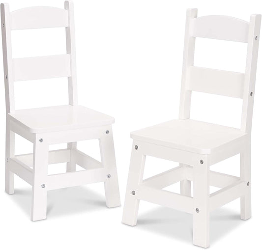 Melissa & Doug Wooden Chairs, Set of 2 - White Furniture for Playroom