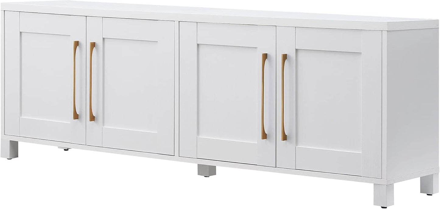 Henn&Hart Rectangular TV Stand for TV's up to 80" in White, TV Stands for the Living Room