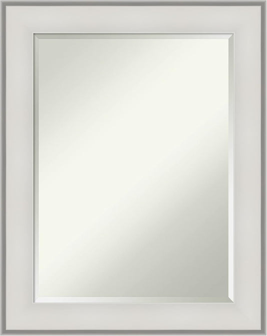 Amanti Art White Bathroom Mirror for Over Sink, 29x23 Imperial White Rectangle Vanity Mirror, Medium Traditional Frame, Hangs Horizonally and Vertically, Bathroom Wall Decor, Beveled Edge from WI, USA